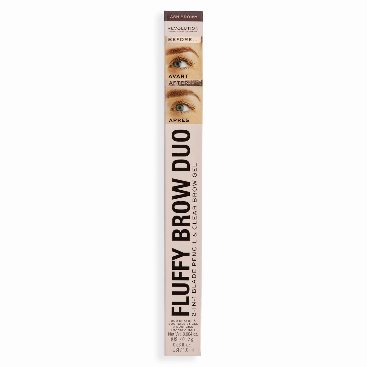 Revolution, Fluffy Brow Filter Duo, 2-in-1 Eyebrow Pencil & Gel, Enhances & Shapes Brows, Vegan & Cruelty Free, Ash Brown, 1 piece (Pack of 2)