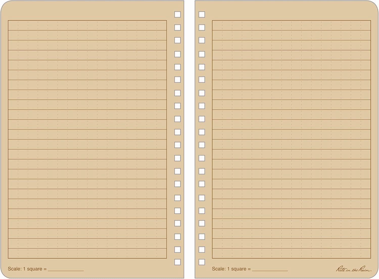 Rite in the Rain Weatherproof Side Spiral Kit: Tan CORDURA® Fabric Cover, 4.625" x 7" Tan Notebook, and Weatherproof Pen (No. 973T-KIT)