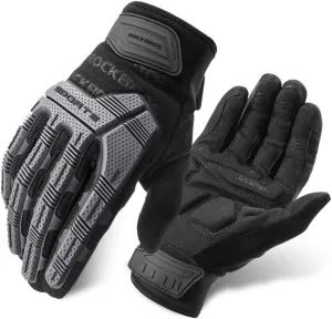ROCKBROS Mountain Bike Gloves with Gel Pad Touch Screen Knuckle Protection for BMX MX ATV MTB Racing Black
