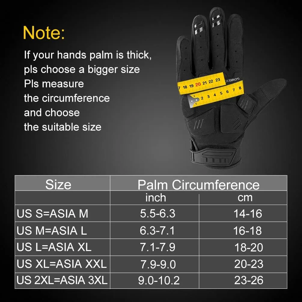 ROCKBROS Mountain Bike Gloves with Gel Pad Touch Screen Knuckle Protection for BMX MX ATV MTB Racing Black