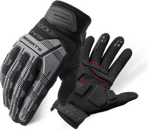 ROCKBROS Mountain Bike Gloves with Gel Pad Touch Screen Knuckle Protection for BMX MX ATV MTB Racing Black