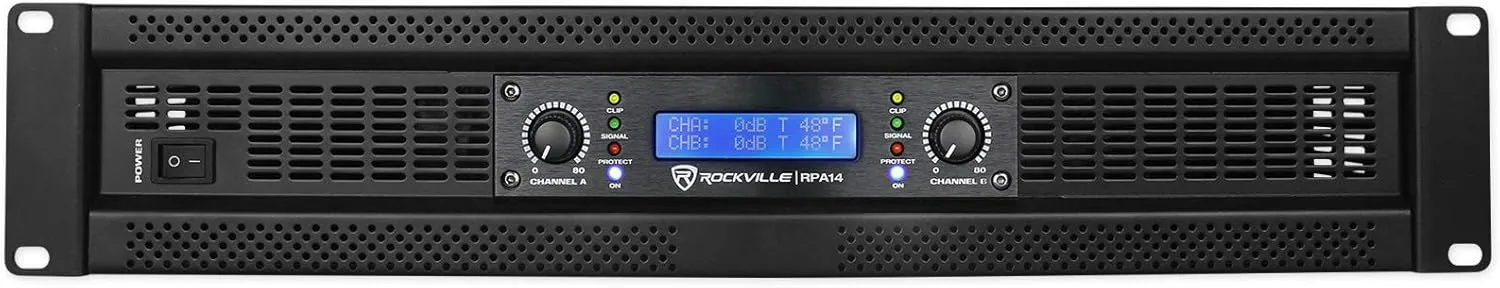 Rockville RPA14 7000W Peak / 2000W RMS 2-Channel Power Amplifier, Rack Mountable - Perfect for Live Sound, Pro Audio, DJs