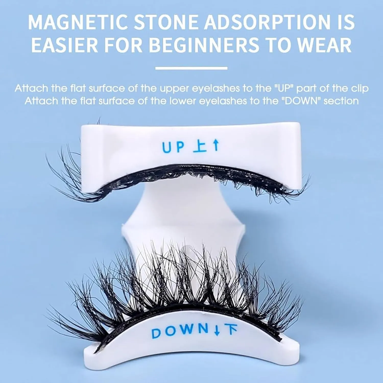 Roibeauty Magnetic Lashes, Roibeauty Magnetic Lashes, Reusable Magnetic Eyelashes, With Applicator No Glue Or Liner Needed, New Thick And Curled False Eyelashes, Natural Look (Simple, 2Pairs)
