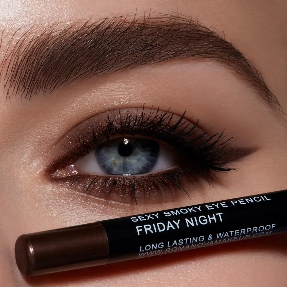 Romanovamakeup Sexy Smoky Eye Pencil - FRIDAY NIGHT. Professional Eye Liner - Dark-Brown Eggplant Shade, Lasting Formula, Radiant Look