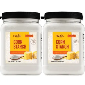 Roots Circle 100% Pure Corn Starch | 2 [17oz] Airtight Containers | All Natural Thickener for Soups, Stews, Gravy, Baking Pies, Puddings & Cakes | Gluten-Free, Non-GMO, Vegan, Kosher, Food-Grade