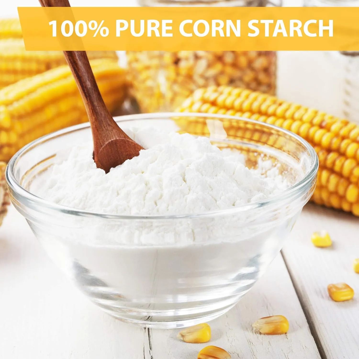 Roots Circle 100% Pure Corn Starch | 2 [17oz] Airtight Containers | All Natural Thickener for Soups, Stews, Gravy, Baking Pies, Puddings & Cakes | Gluten-Free, Non-GMO, Vegan, Kosher, Food-Grade