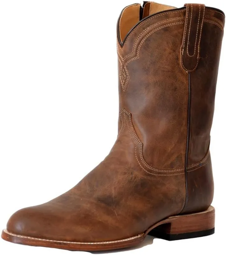 Roper Brown Oiled Tan Goat Vamp and Shaft 10 inch Boot with Zipper 1202076083842BR