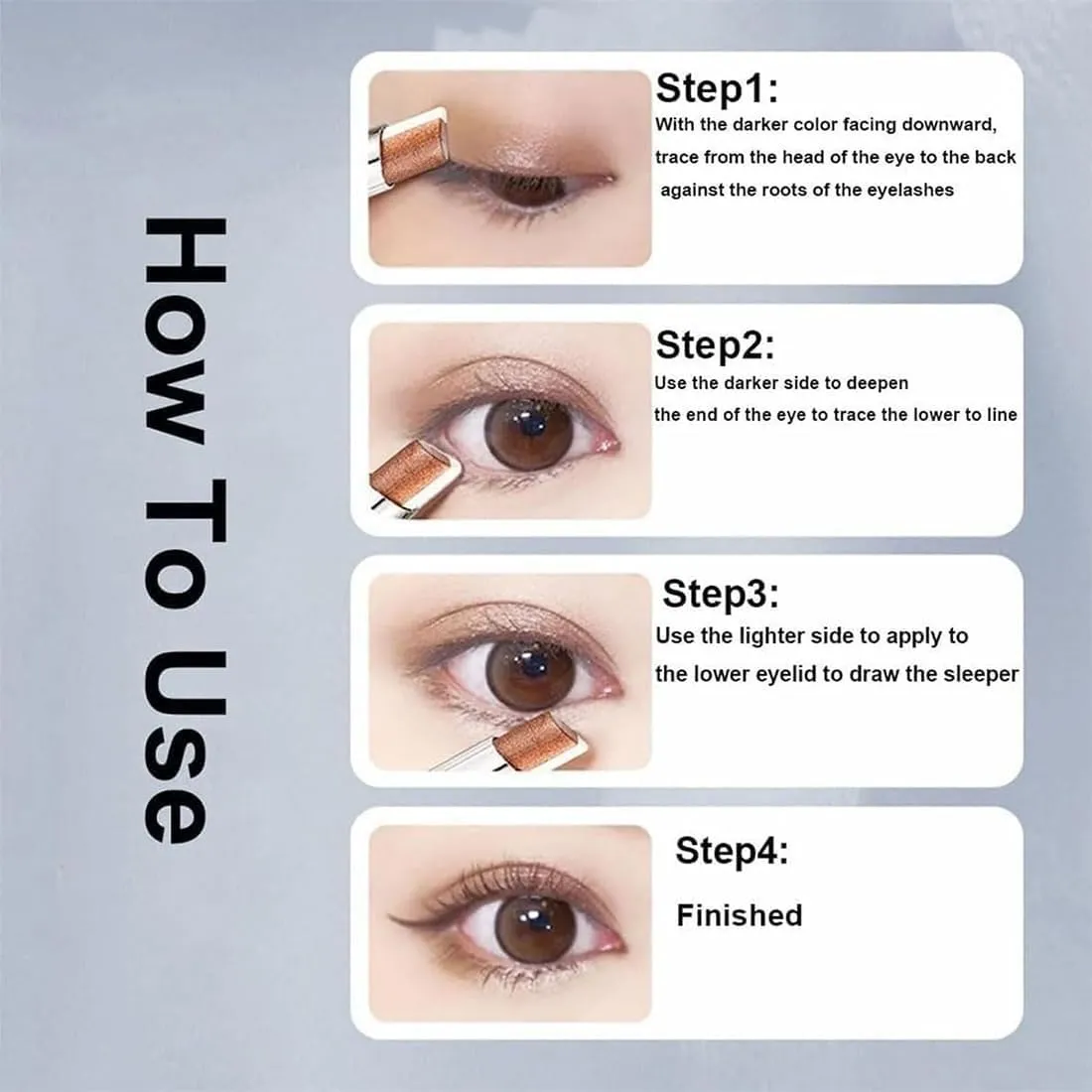 Roseionly Waterproof Gradient Shimmer Eye-Shadow Stick, 2026 New Shimmer Gradient Three-Color Stick, Waterproof & Long-Lasting, Effortless Eye Makeup(04)