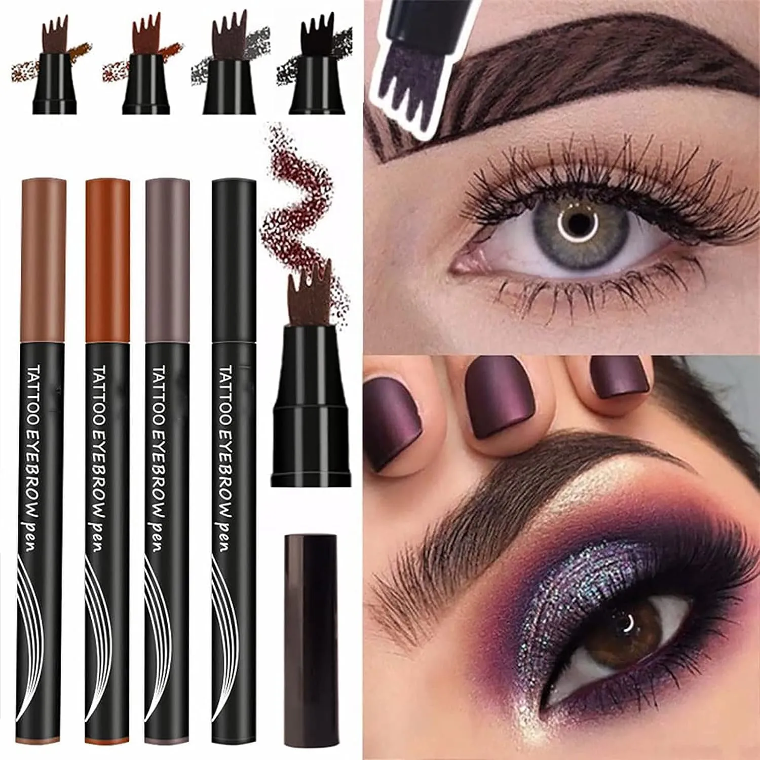 Roterale Eyebrow Pen - Roterale Brow Pencil, 2pcs Microblade Brow Pen Eyebrow Pencil Waterproof, Eyebrow Pencil With 4 Micro-Fork Tip (4pcs)