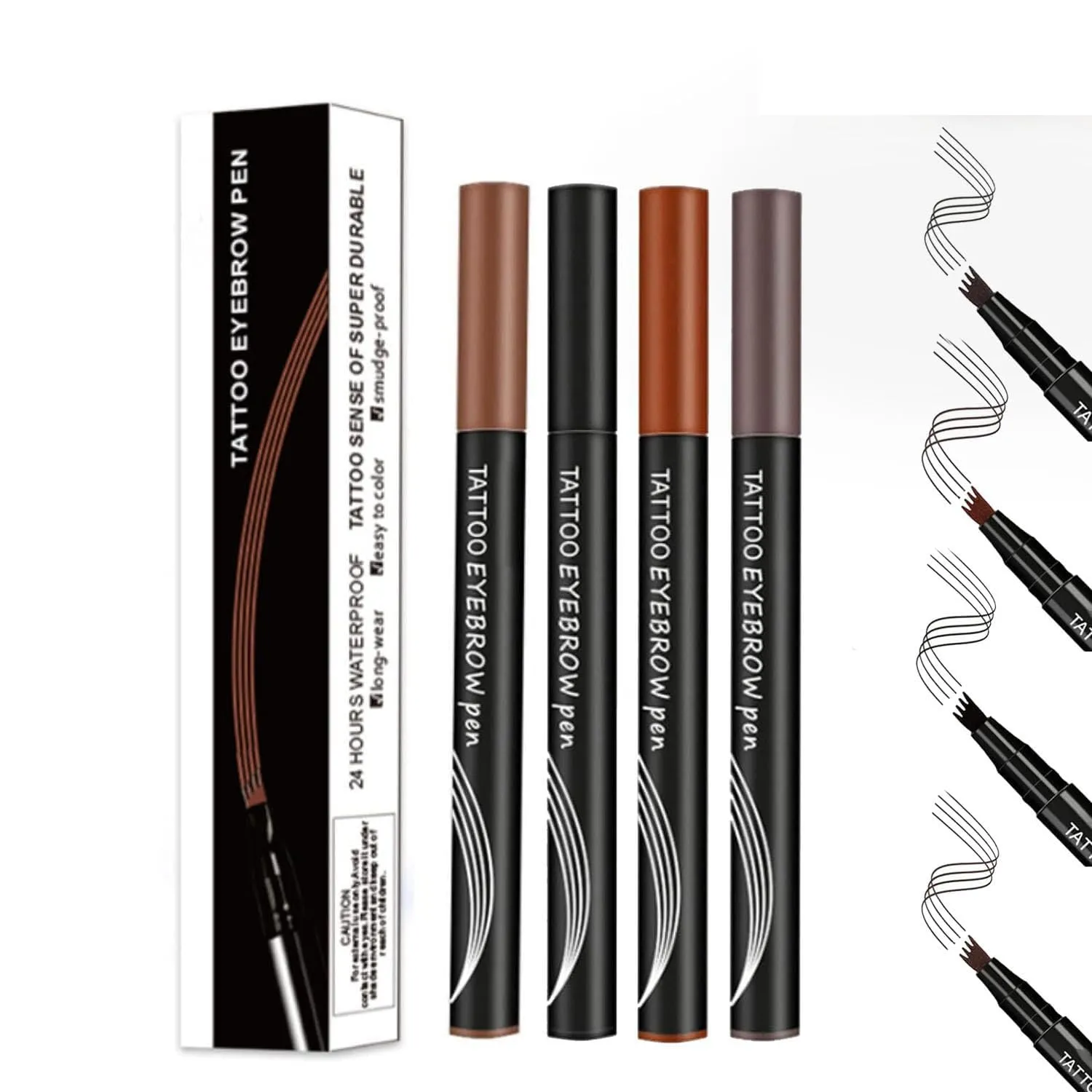 Roterale Eyebrow Pen - Roterale Brow Pencil, 2pcs Microblade Brow Pen Eyebrow Pencil Waterproof, Eyebrow Pencil With 4 Micro-Fork Tip (4pcs)