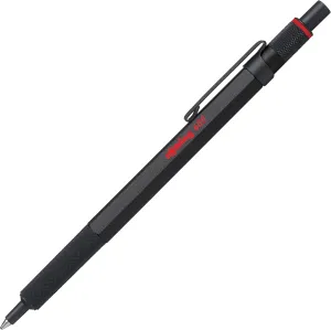 rOtring 600 Retractable Metal Ballpoint Pen, Medium Point, Black Ink, Black Barrel, Great Gift for Coworker