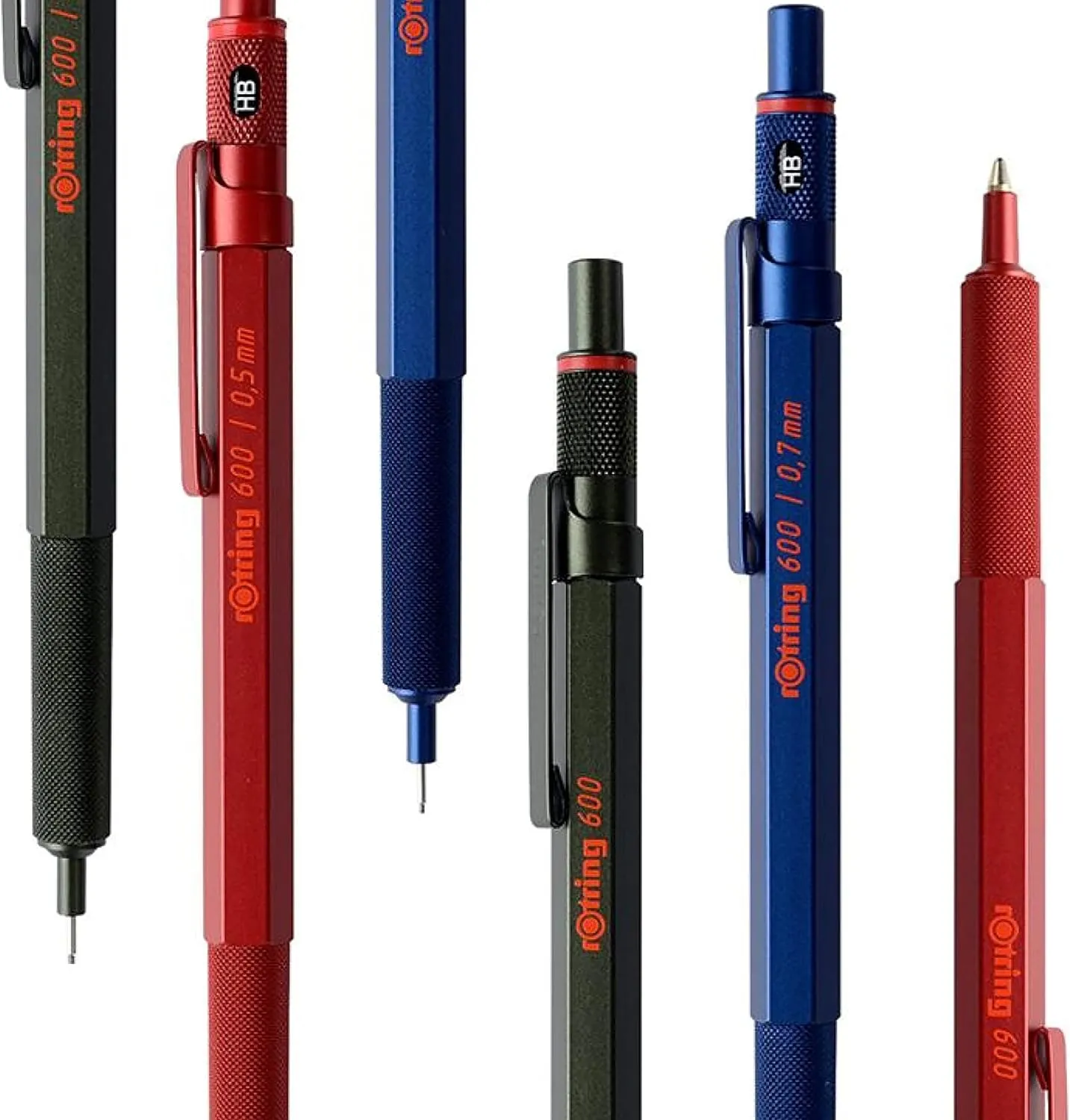 rOtring 600 Retractable Metal Ballpoint Pen, Medium Point, Black Ink, Black Barrel, Great Gift for Coworker