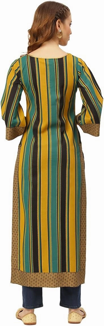 Rustorange Women's Viscose Striped Long Kurta