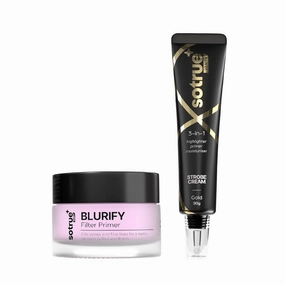 S.otru.e Blurify Face Primer   Strobe Cream Gold Combo | Smooth Makeup Base & Radiant Glow | Hydrating, Lightweight & Non-Sticky | For All Skin Types