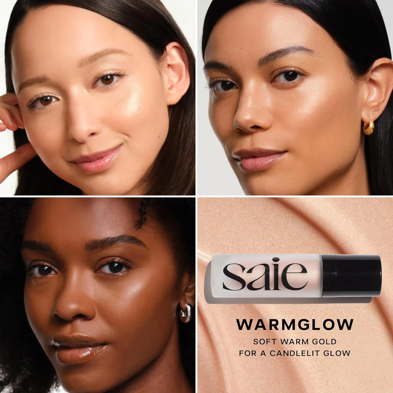 Saie Glowy Super Gel Lightweight Illuminator - Travel Size Luminizer and Makeup Primer for Glowing Skin - Enriched with Vitamin C   Hydrating Squalane Oil - Warmglow (0.5 oz)