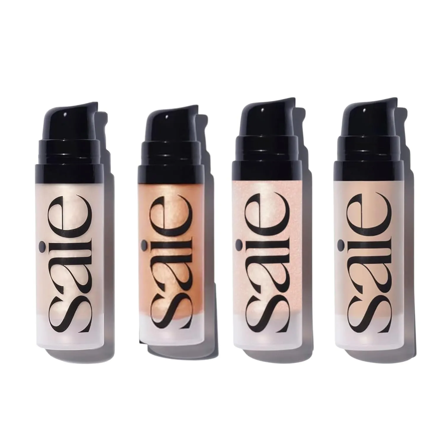 Saie Glowy Super Gel Mini Set – Lightweight Illuminators in Starglow, Sunglow, Roseglow & Warmglow (0.5 oz Each) – Primer & Luminizer for Glowing Skin