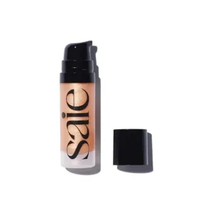 Saie Mini Glowy Super Gel Lightweight Illuminator - Luminizer   Makeup Primer for Glowing Skin - Enriched with Vitamin C   Hydrating Squalane Oil - Sunglow (0.5 oz)