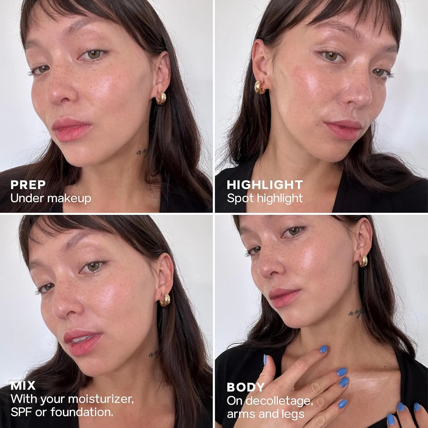 Saie Mini Glowy Super Gel Lightweight Illuminator - Luminizer   Makeup Primer for Glowing Skin - Enriched with Vitamin C   Hydrating Squalane Oil - Sunglow (0.5 oz)