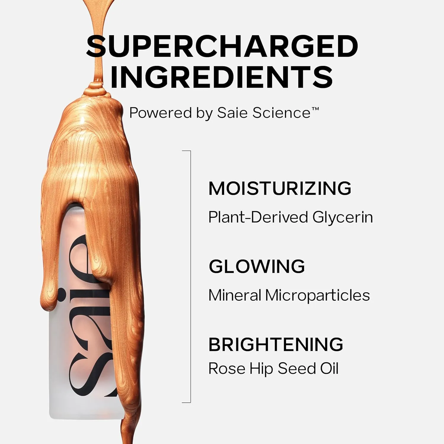 Saie Mini Glowy Super Gel Lightweight Illuminator - Luminizer   Makeup Primer for Glowing Skin - Enriched with Vitamin C   Hydrating Squalane Oil - Sunglow (0.5 oz)