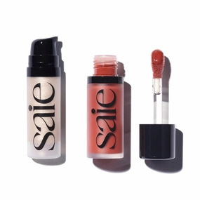 Saie Mini Glowy Super Gel Lightweight llluminator & Makeup Primer - Starglow (0.5 oz)   Dew Blush - Lightweight Liquid Blush with a Blendable   Buildable Cream Finish - Spicy (.40 oz)