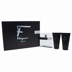 Salvatore Ferragamo F Black Pour Homme 3 Piece Gift Set for Men (3.4 Ounce Eau De Toilette Spray   2.5 Ounce Shower Gel   2.5 Ounce After Shave Balm)
