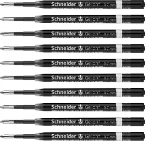 Schneider Gelion  Gel Ink Cartridges, 0.7 mm, ISO Format G2, Black Ink, Box of 10 Refills (103901)
