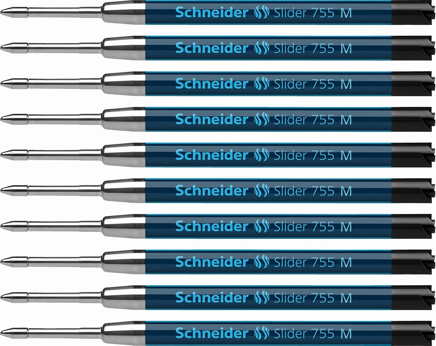 Schneider Slider 755 G2 Refill for Ballpoint Pen with ViscoGlide Technology Indelible M Tip Black Pack of 10