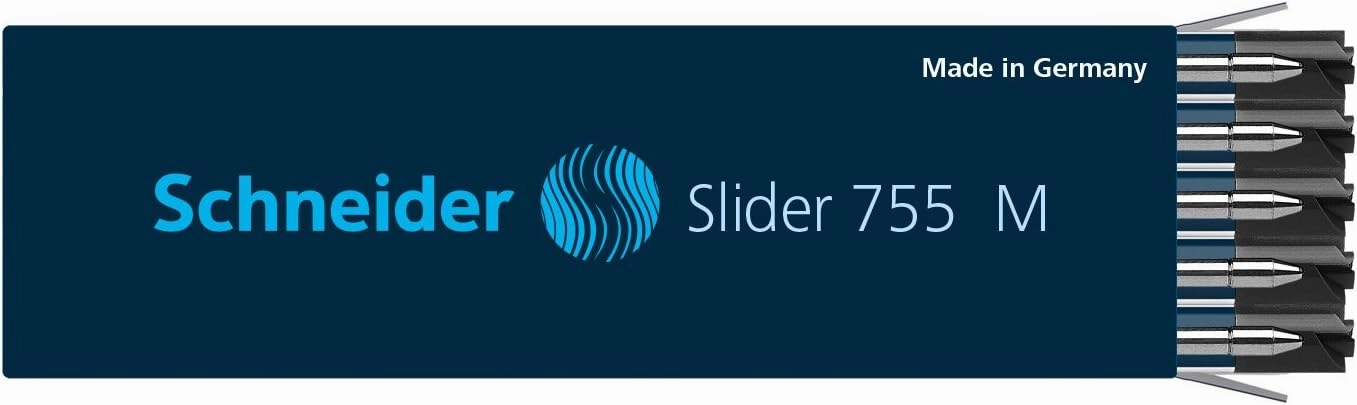 Schneider Slider 755 G2 Refill for Ballpoint Pen with ViscoGlide Technology Indelible M Tip Black Pack of 10