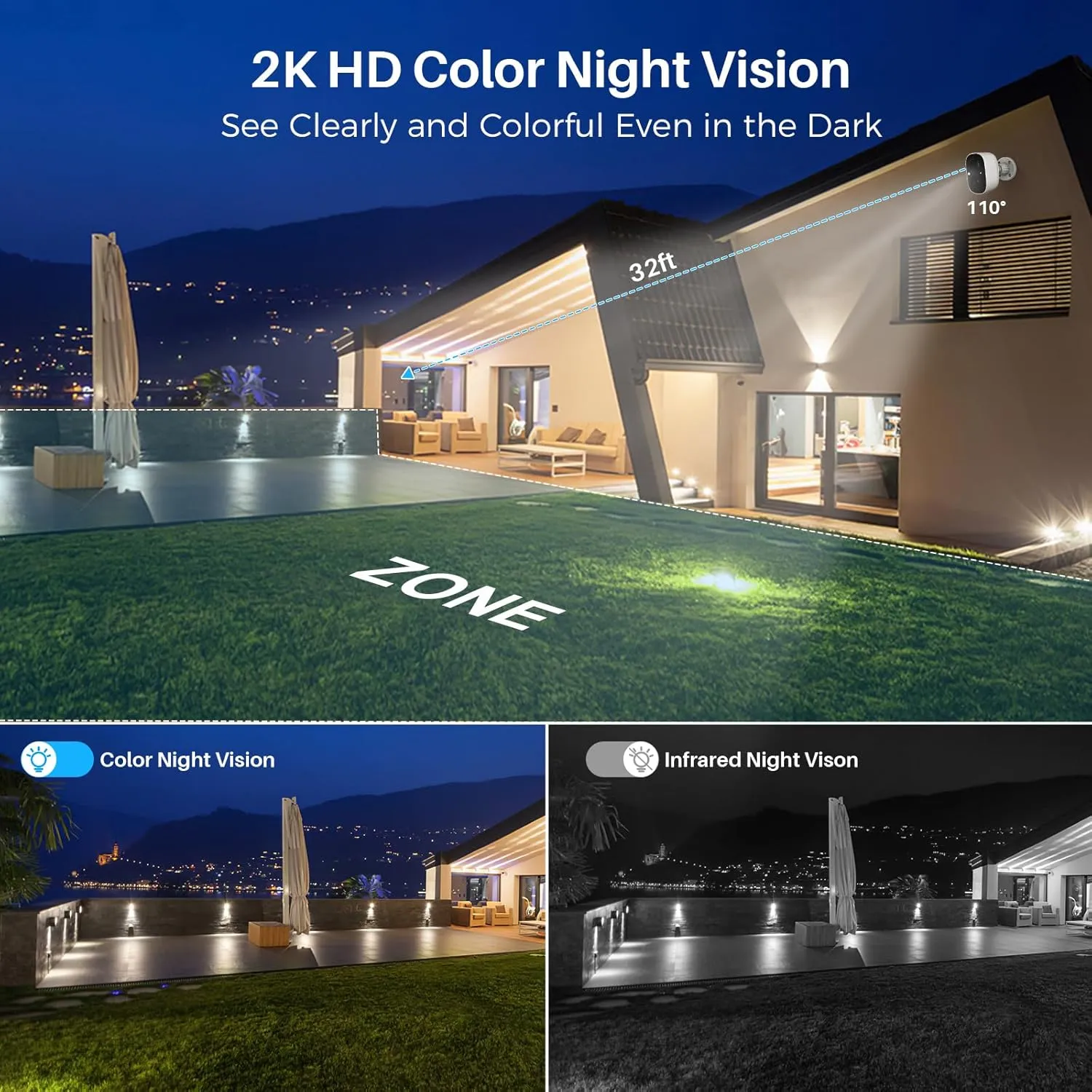 Security Cameras Wireless Outdoor, Outside Cameras for Home Security with AI Motion Detection, Battery Powered, 2K Color Night Vision, IP66 Weatherproof, 2-Way Talk, SD/Cloud Storage (2 Packs)