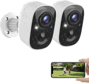 Security Cameras Wireless Outdoor, Outside Cameras for Home Security with AI Motion Detection, Battery Powered, 2K Color Night Vision, IP66 Weatherproof, 2-Way Talk, SD/Cloud Storage (2 Packs)