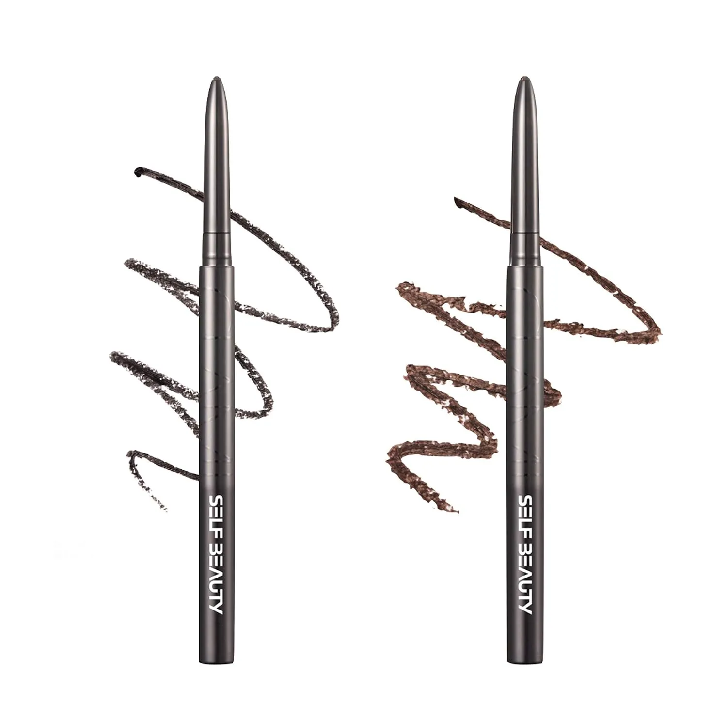 self beauty Ultra Slim Waterproof Gel Pencil Eyeliner Long-lasting Smudge-proof, Flake-proof Twist Up Easy Glides 1g/0.03oz (01 Black 02 Brown)