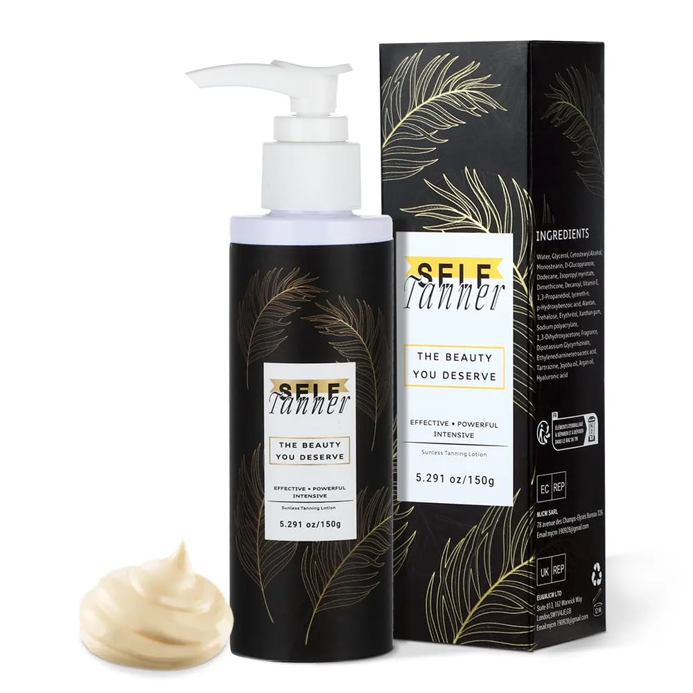 Self Tanner - Sunless Self Tanning Lotion | Aloe Vera & Coconut for a Natural Bronzer | Knocks Out Orange Tones NonToxic Sunless Gradual Tanning Lotion, 5.2OZ/150g, BROWN