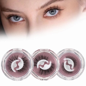 Self Adhesive Eyelashes 3 Pairs, Reusable Waterproof Long Extension False Lashes without Magnetic and Glue, for Daily Work and Dating Eye Makeup,1