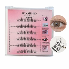 Self Adhesive Lash Clusters Press-on Lashes No Glue Lash Extension DIY Lash Reusable Glue-free Magnets-free Easy Removal 10-13mm Lashes Kit (Sunflower)