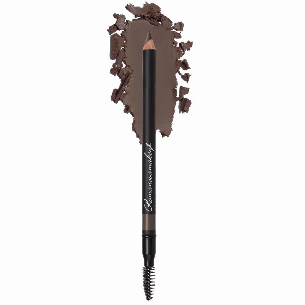 Sexy Eyebrow Pencil TAUPE. Natural Smudge Free, Long lasting, Ultra Fine, Brow Defining, Dual End Pencil by Romanovamakeup with Built-in Brush. Grayish-Brown Shade Pen for Blonde and Brunette Hair.