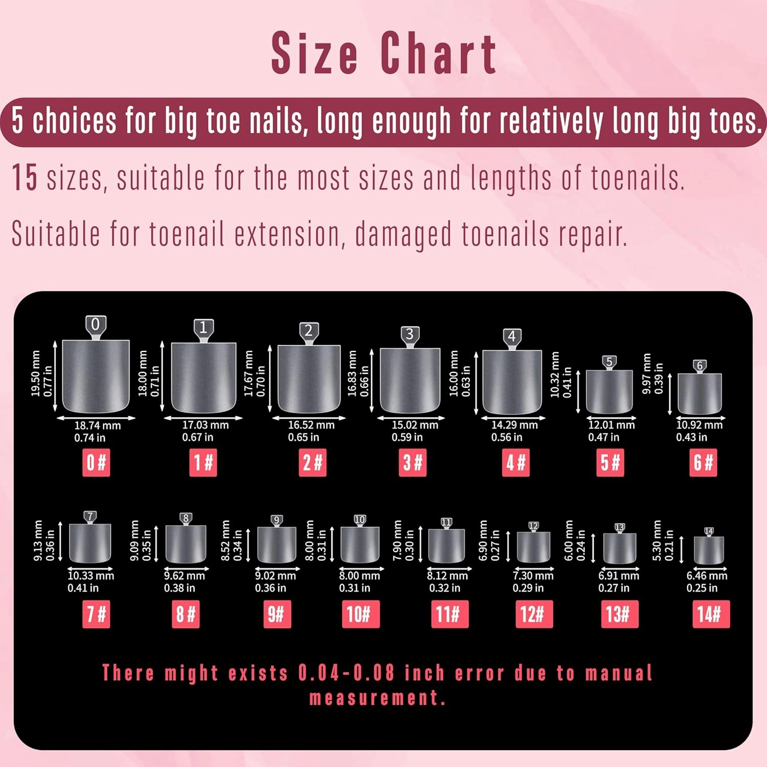 Sharp Square Toe Nail Tips Press on Full cover, Soft Gel False Toenail Extension Kit, Clear Double Matte Long/Medium Wide Fake Toenails for Salon DIY Acrylic Pedicure x 15 Sizes 360 Pcs
