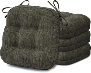 Shinnwa Kitchen Chair Cushions Set of 4, Dual-Layer Memory Foam Dining Chair Cushions, Patented Design Seat Pads with Ties, 16.5 x 16.5 x 3.5in, 4 Pack, Brown