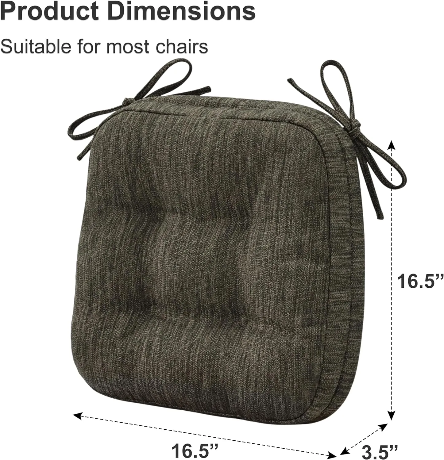 Shinnwa Kitchen Chair Cushions Set of 4, Dual-Layer Memory Foam Dining Chair Cushions, Patented Design Seat Pads with Ties, 16.5 x 16.5 x 3.5in, 4 Pack, Brown