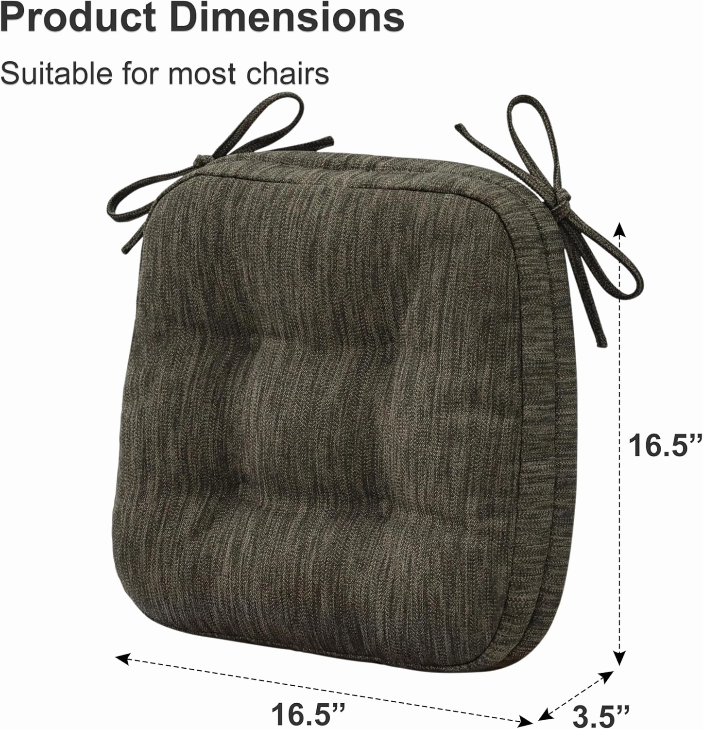 Shinnwa Kitchen Chair Cushions Set of 4, Dual-Layer Memory Foam Dining Chair Cushions, Patented Design Seat Pads with Ties, 16.5 x 16.5 x 3.5in, 4 Pack, Brown