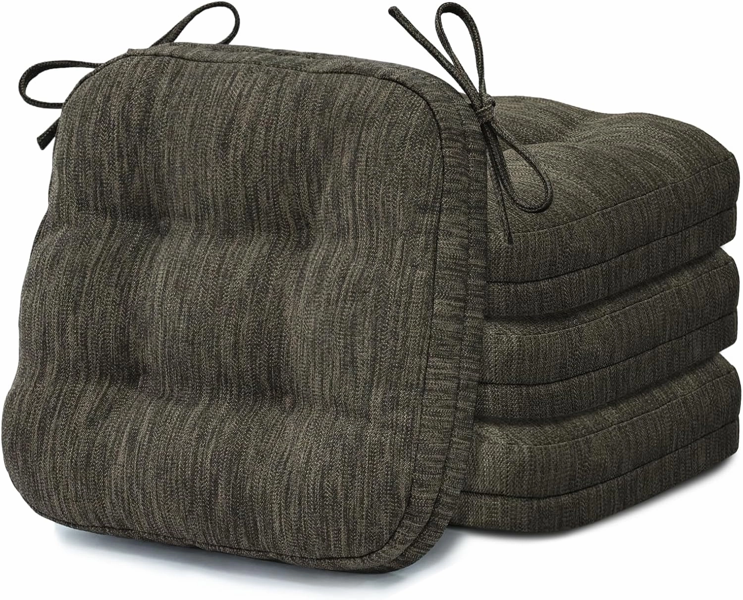 Shinnwa Kitchen Chair Cushions Set of 4, Dual-Layer Memory Foam Dining Chair Cushions, Patented Design Seat Pads with Ties, 16.5 x 16.5 x 3.5in, 4 Pack, Brown