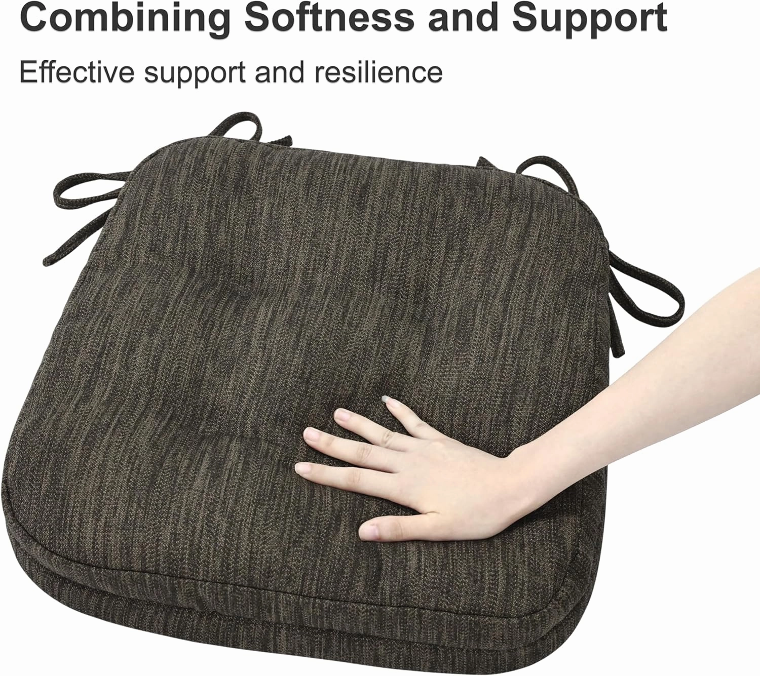 Shinnwa Kitchen Chair Cushions Set of 4, Dual-Layer Memory Foam Dining Chair Cushions, Patented Design Seat Pads with Ties, 16.5 x 16.5 x 3.5in, 4 Pack, Brown