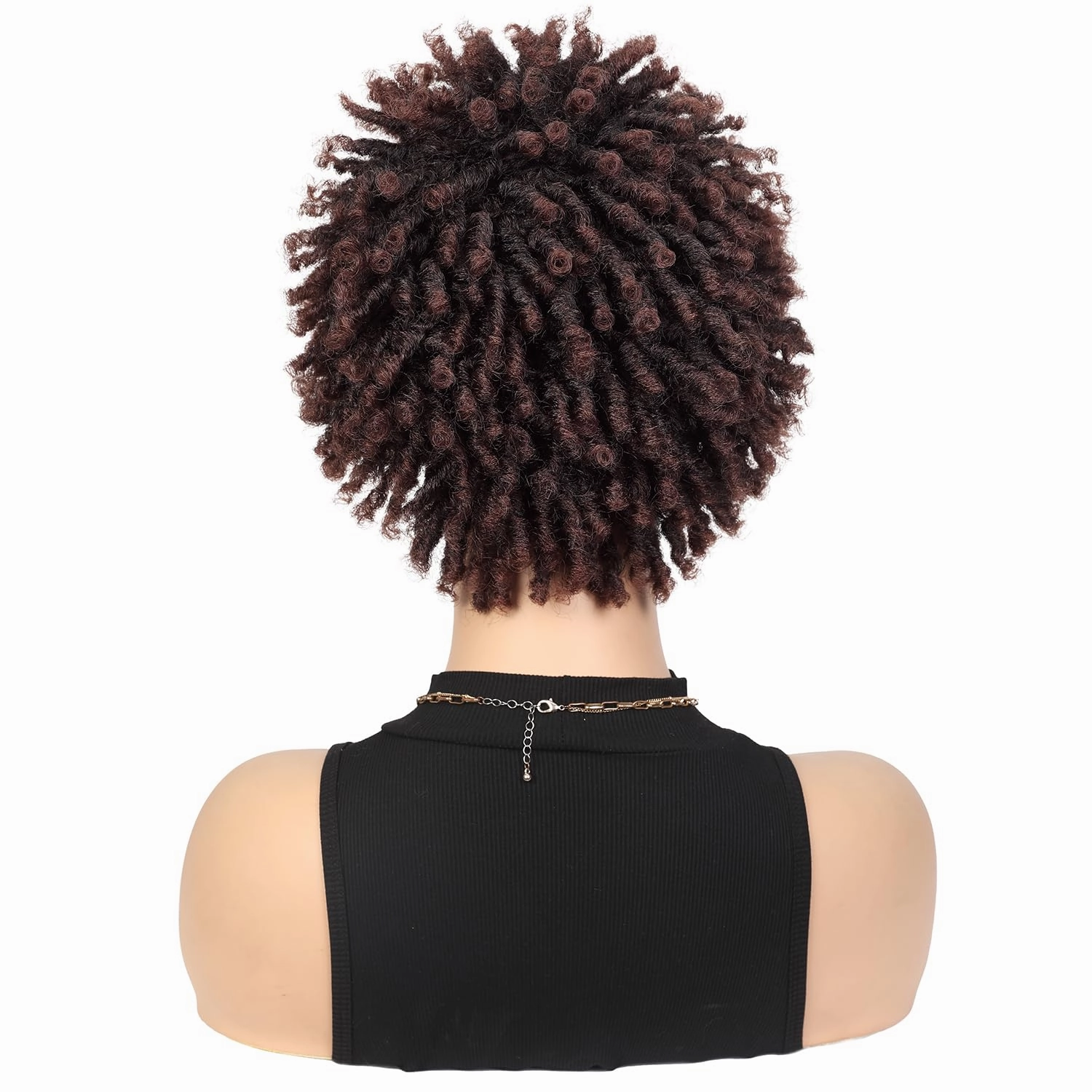 Short Dreadlock Wig Short Afro Curly Braided Wigs for Black Women Faux Locs Twist Braiding Ombre Brown Synthetic Hair Wigs 6 Inches