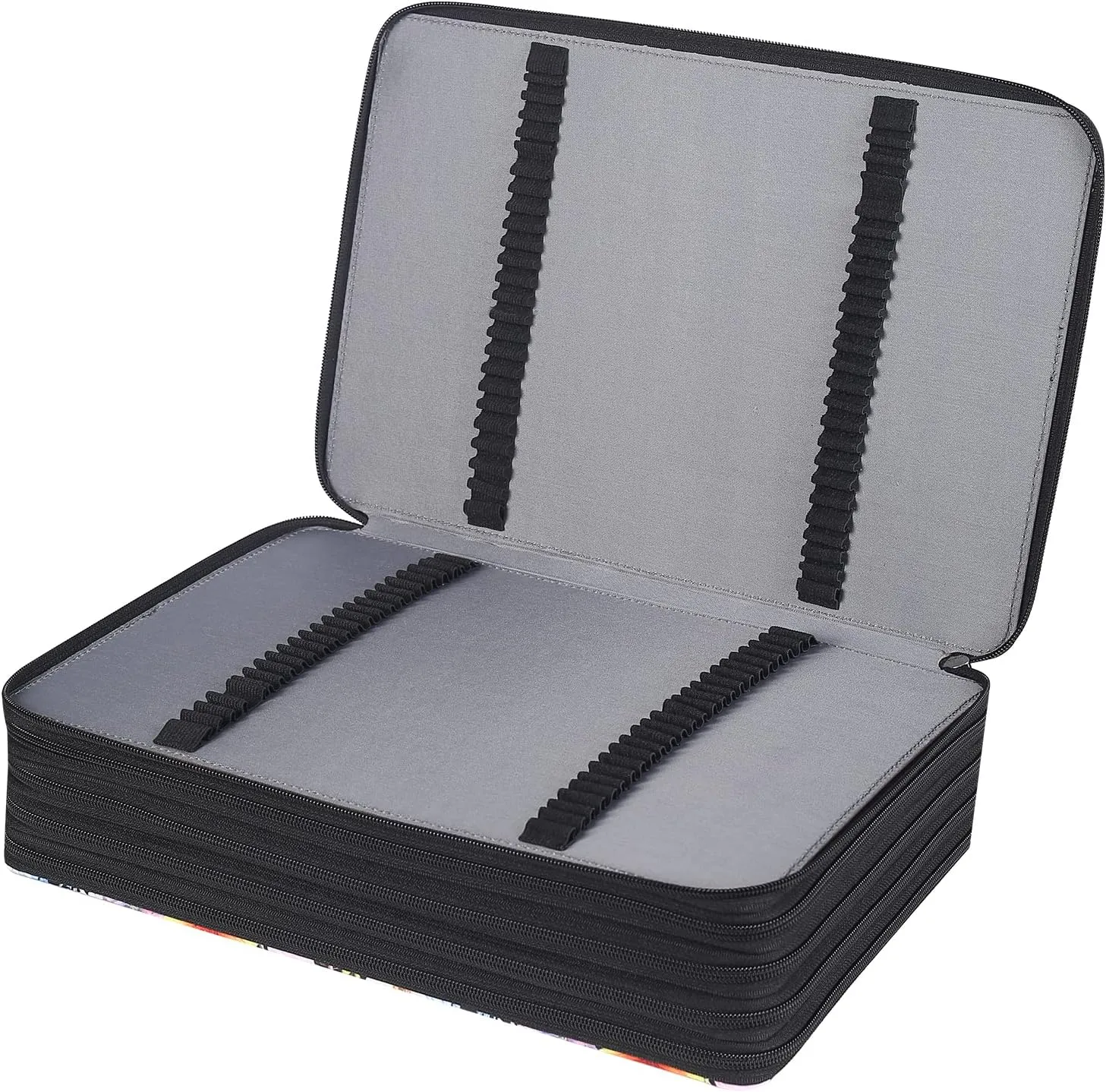 Shulaner 500 Slots Colored Pencil Case Organizer with Zipper Large Capacity Flower Pen Holder Bag for Artist and Painter or Other Adults (Black, Small Slots)