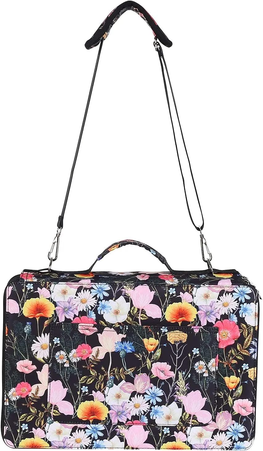 Shulaner 500 Slots Colored Pencil Case Organizer with Zipper Large Capacity Flower Pen Holder Bag for Artist and Painter or Other Adults (Black, Small Slots)