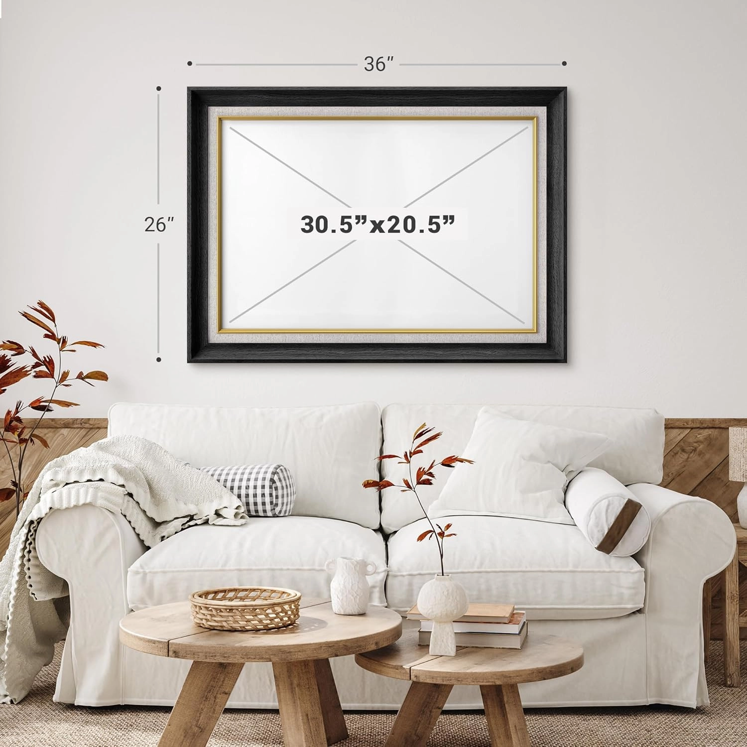SIGNWIN Premium Frame Art Serene Landscape with Windmill Vintage Pencil Drawing Illustrations Fine Art Traditional Iconic for Living Room, Bedroom, Office - 26"x36" Black