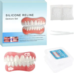 Silicone Reline Denture Set, Professional Denture Silicone Reline Kit, Upper and Lower Veneer, Soft and Comfortable Dentures, Dentures for Women and Men, Renew Your Smile, Rebuild Confidence