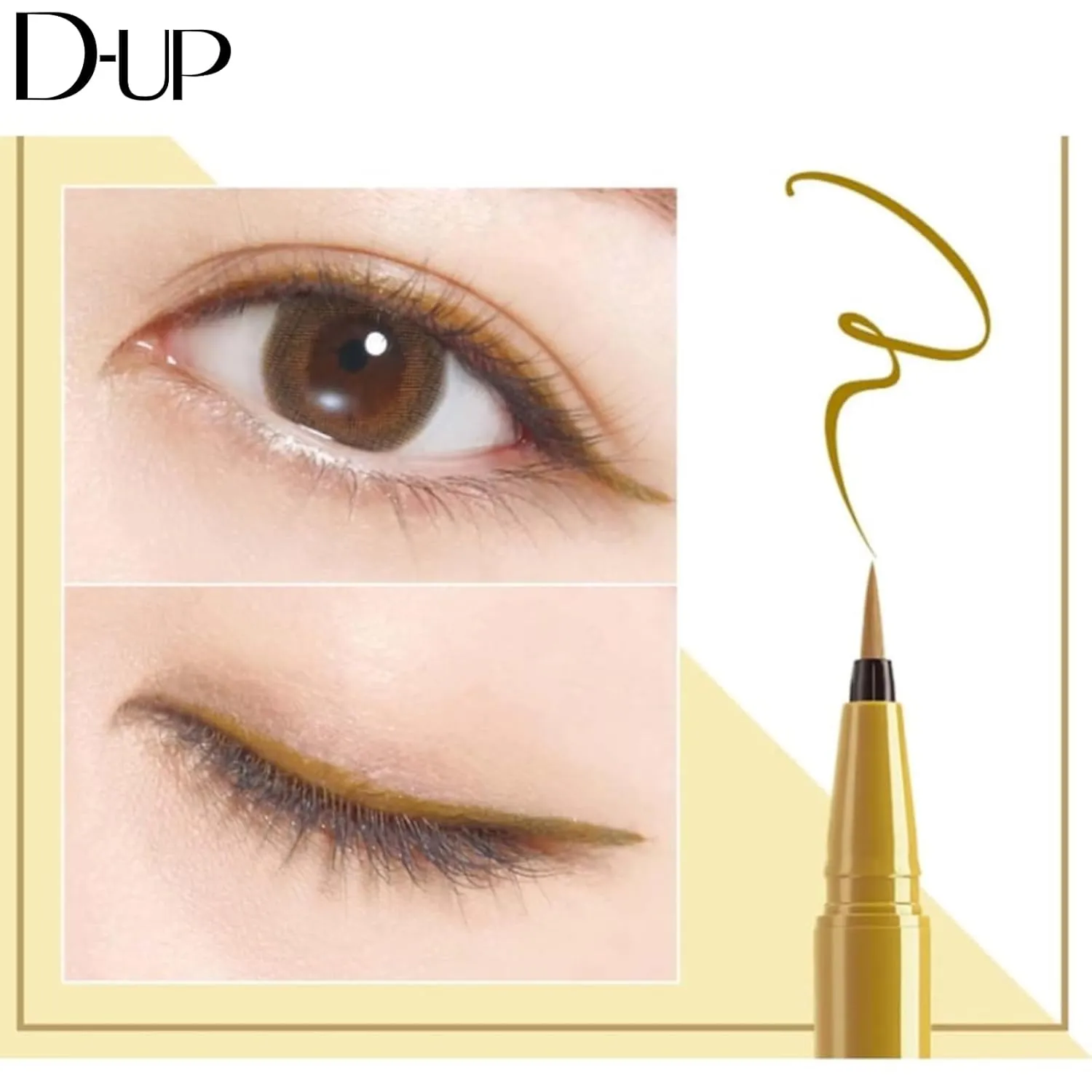 Silky Liquid Eyeliner, Smooth Eye Makeup Liner, Waterproof & Smudge Proof Eye Liner, Japanese Gel EyeLiner Pen Tip, Blendable Eyeliner for Mature Women, Mustard Brown, 1 Fl Oz