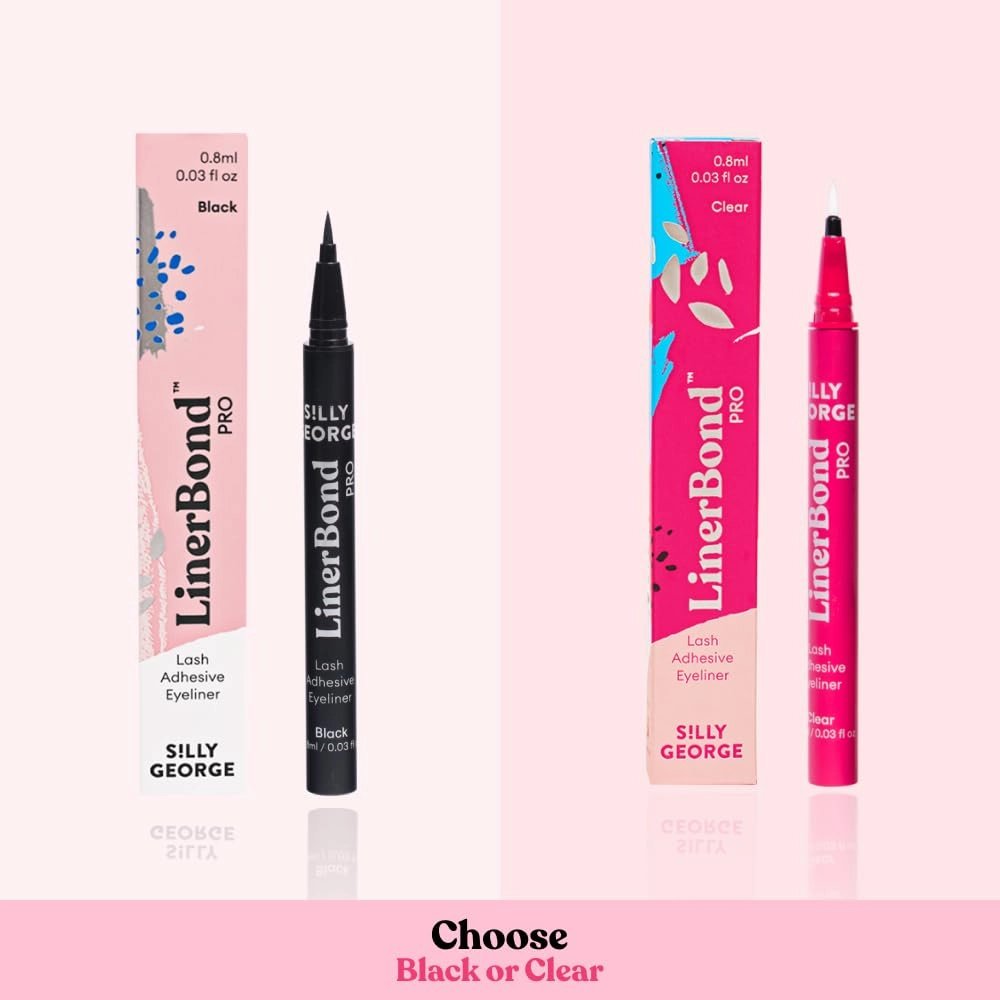 Silly George SuperNatural Series Starter Kit - Pretty Lashes with Adhesive Eyeliner | Clear Band gives Lashes Natural Look | Extra Strong Hold for False Eyelashes (Luna, LinerBond™ Clear)