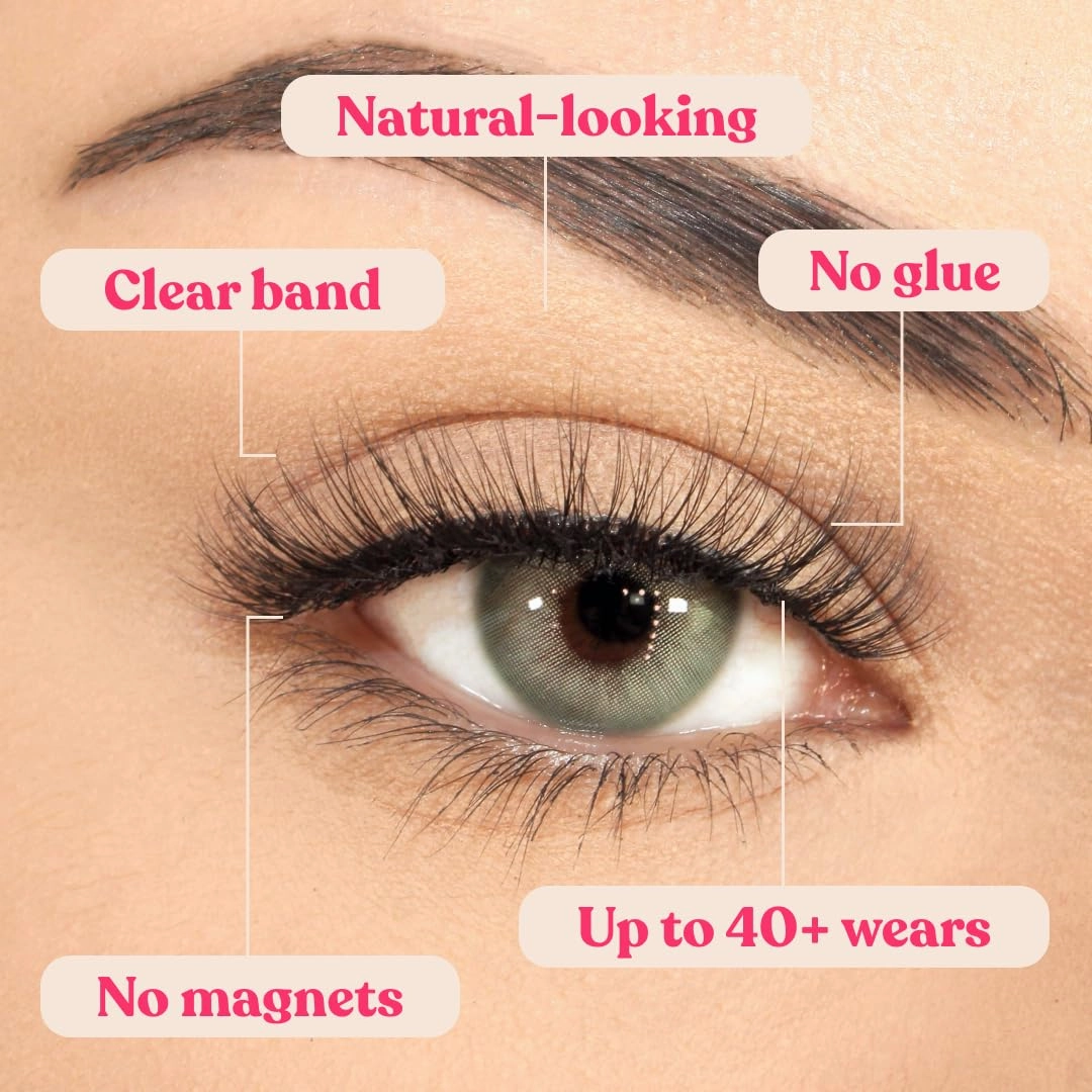 Silly George SuperNatural Series Starter Kit - Pretty Lashes with Adhesive Eyeliner | Clear Band gives Lashes Natural Look | Extra Strong Hold for False Eyelashes (Luna, LinerBond™ Clear)