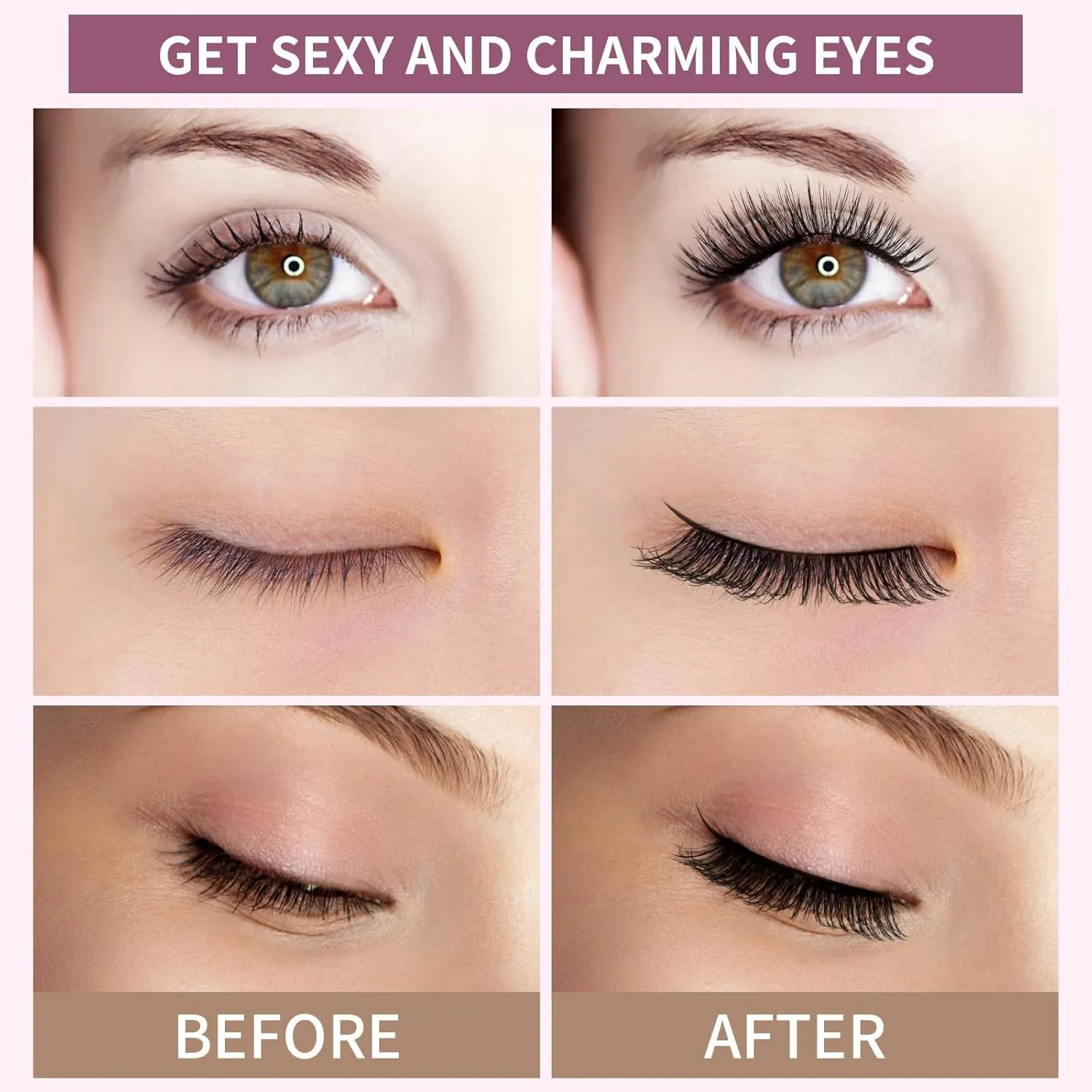 SIMER Dual Magnetic Eyelashes Soft 7-13mm Fluffy False Lashes Mink Natural Look 4D Lash Extension Cat Eye Lashes Self Adhesive Eyelashes（Sweet Girl Style）